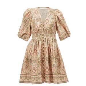 Zimmermann Paisley Mini Dress in Blush and Cream